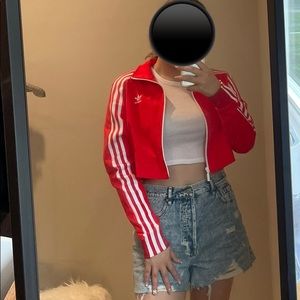 Adidas Cropped Red Track Jacket